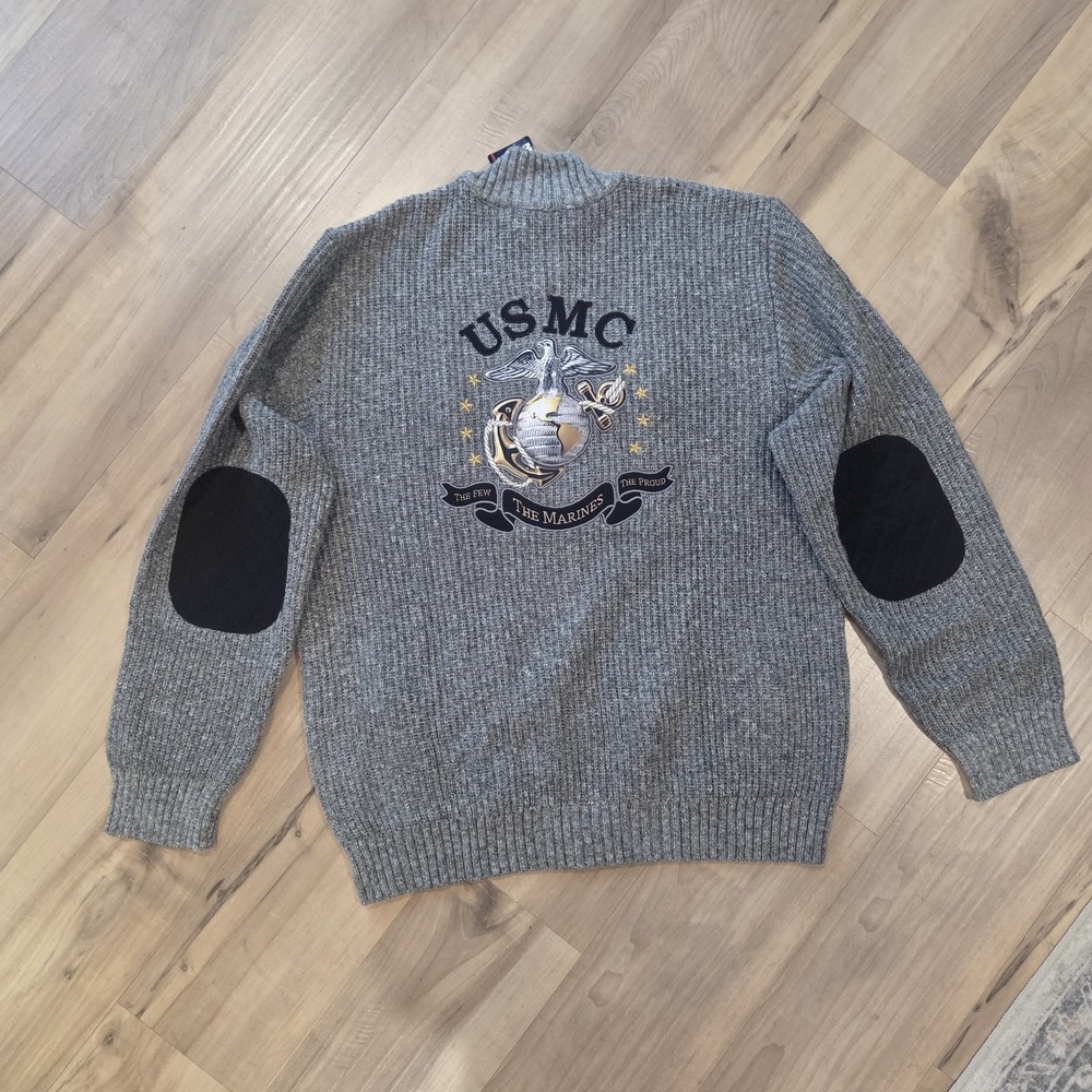 United states marine corp semper fi full zip Knit embroidered sweater XL NWT